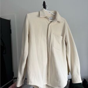 TBA Cream Boyfriend Button-Up Fleece Shirt Jacket